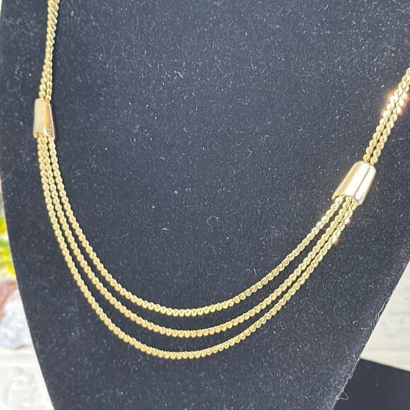 Vintage Gold Tone Multi Strand Layered Chain Necklace 18” - Picture 4 of 14